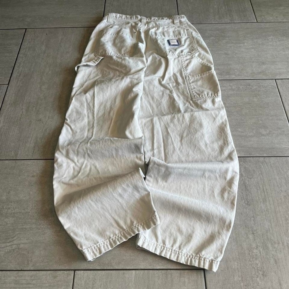 Faded Glory Jeans Co Carpenter Pants Off White Cream Utility Workwear 26x29